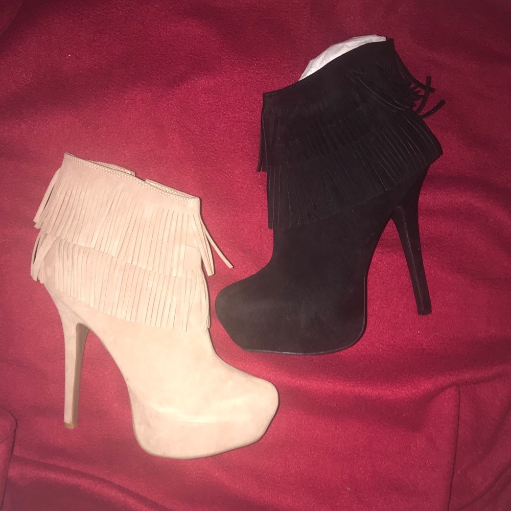Both $22 brand new black and nude booties size 10